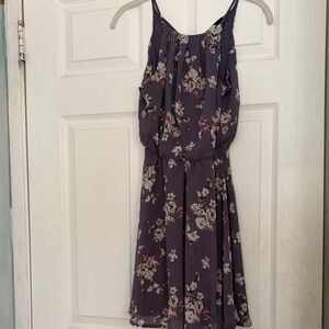 Floral Purple Sleeveless Dress